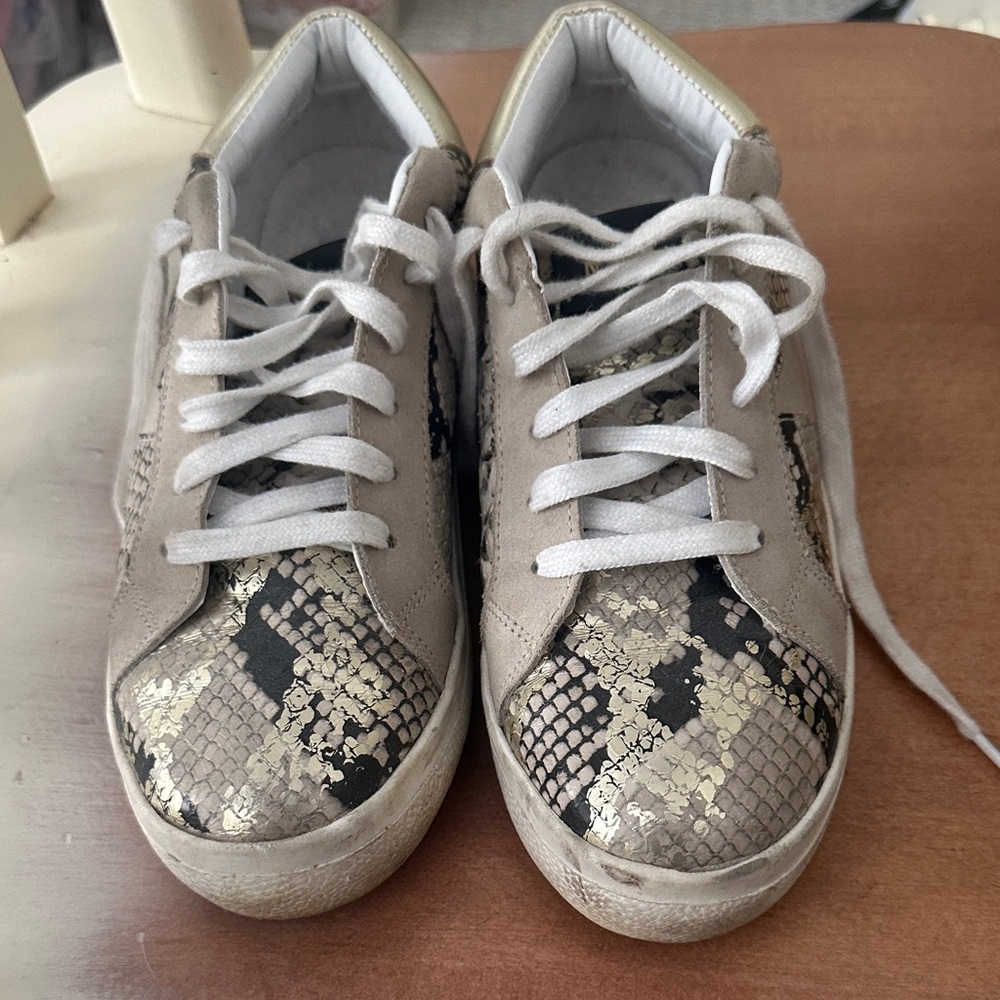 Steve Madden Snake Print Sneakers - Black and Cream